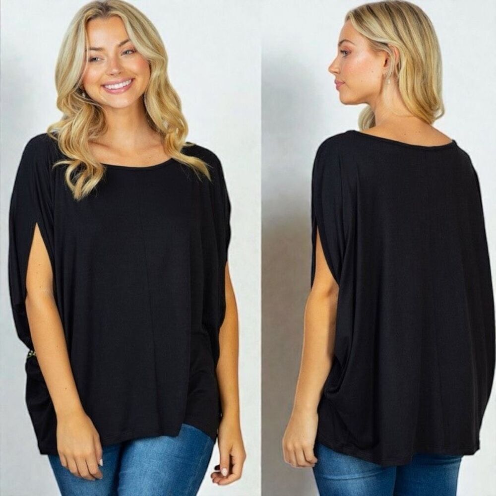Bibi Black Dolman Sleeve Flowy Top NEW